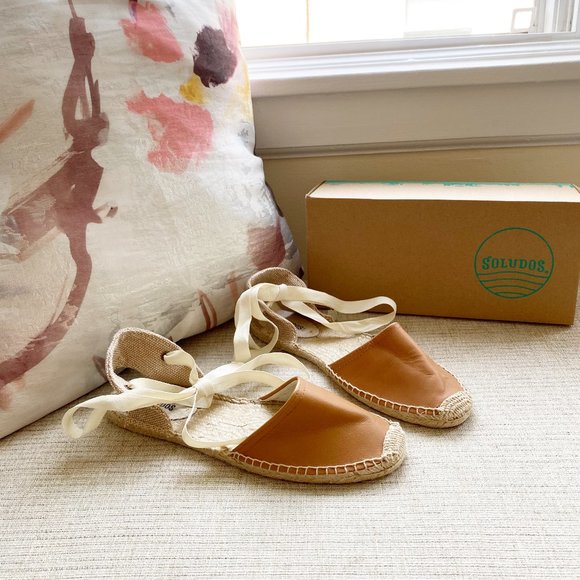 Soludos Shoes - Soludos Tan Leather Lace Up Espadrilles Size 10